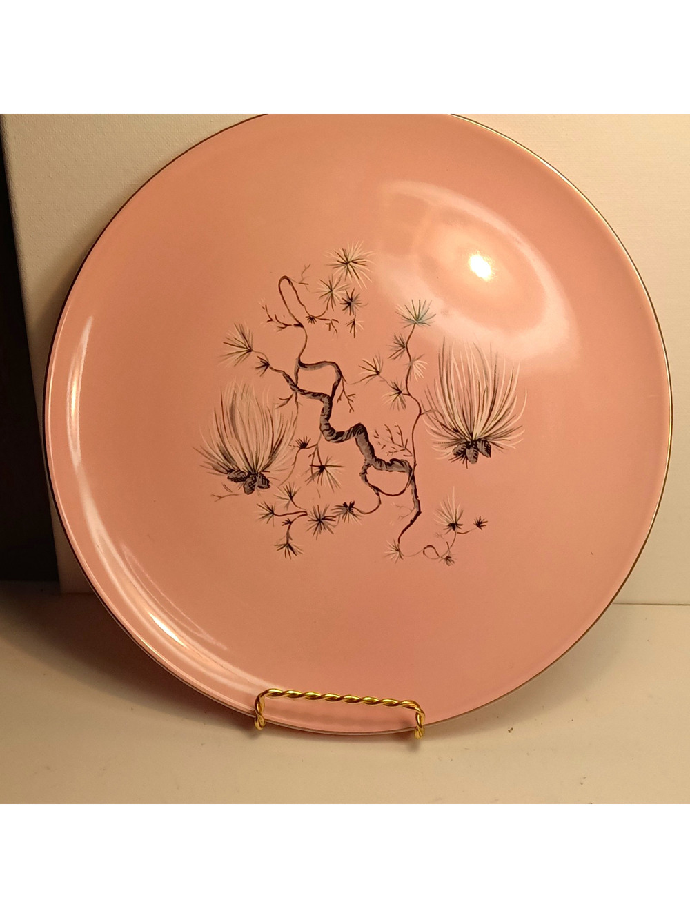 Vintage Taylor Smith Taylor Dwarf Pine Pink Dinner Plate 10.25" Versatile MCM